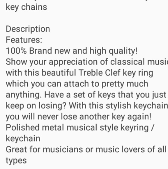 🆕Silver Plated Music G Clef Keyring keychain - Picture 3 of 3